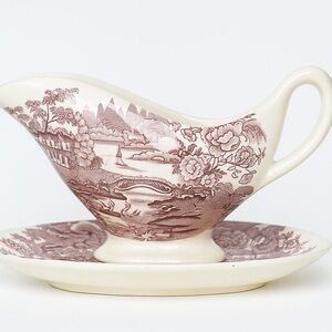 Vintage Royal Staffordshire Tonquin Clarice Cliff Gravy Boat & underplate